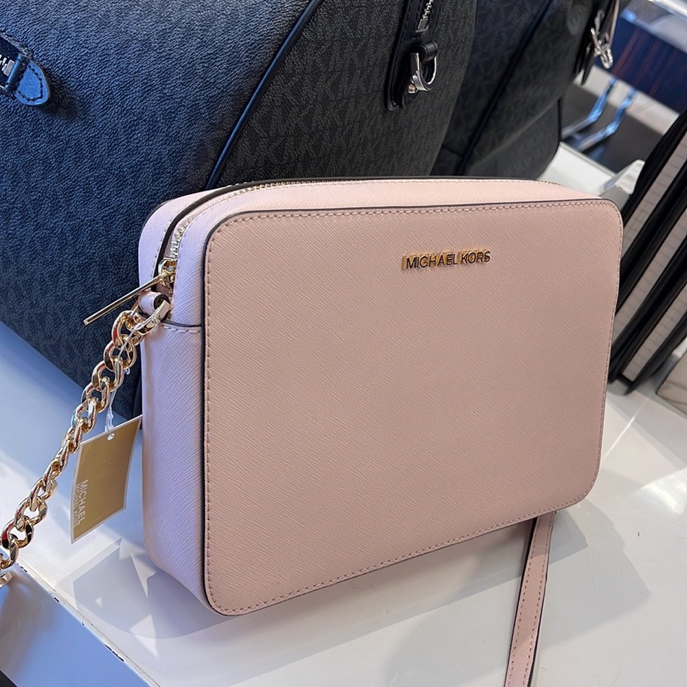 Michael Kors Jet Set Item Large East West Zip Crossbody Leathr Powder Blush/Pink - Picture 14 of 16